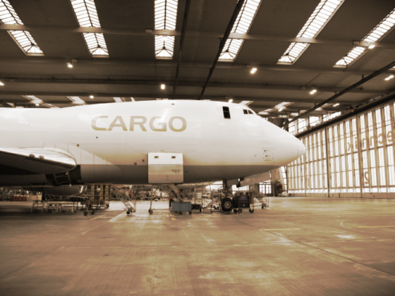 Large Cargo airplane in a hangar