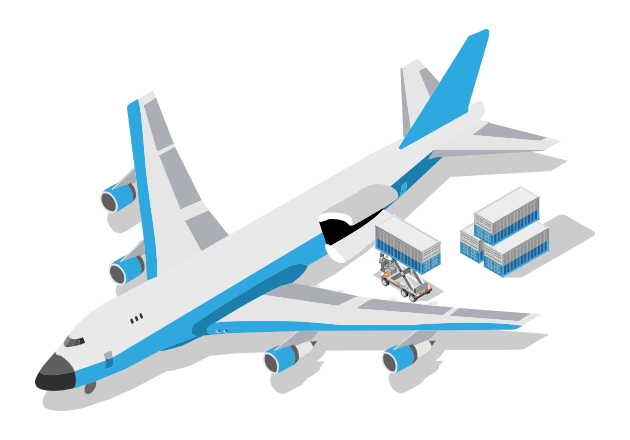 Isometric drawing of a cargo plane